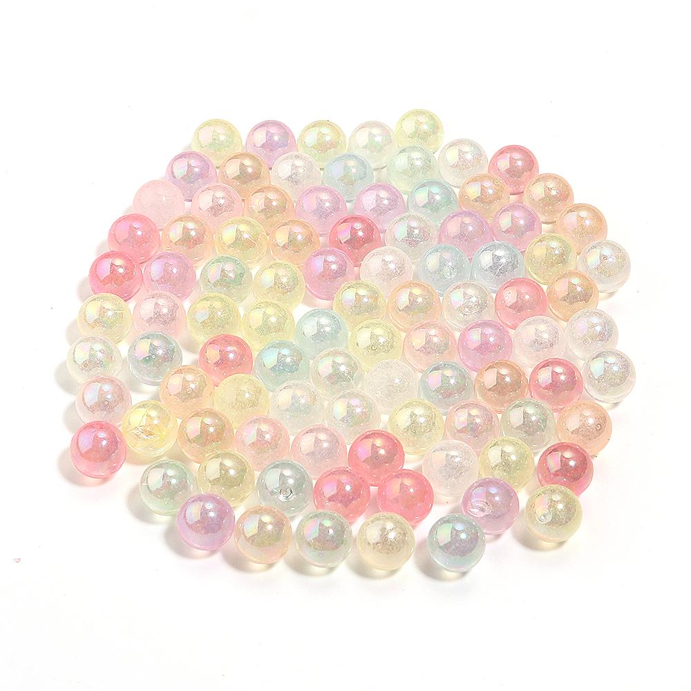 100-200pcs 6/8/10mm Color Plated Imitation Pearl Beads No Hole Loose Acrylic Round Beads For DIY Handmade Bracelet Necklace Deco