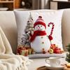 Plush Christmas Printed Throw Cushion Cover Set Cute Holiday Home Decor for Sofa Couch