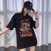 Plus Size Cartoon Girl Pattern Diamonds Short Sleeve Tees for Women Summer Clothing Thin Casual Loose O Neck T Shirt Knitwear