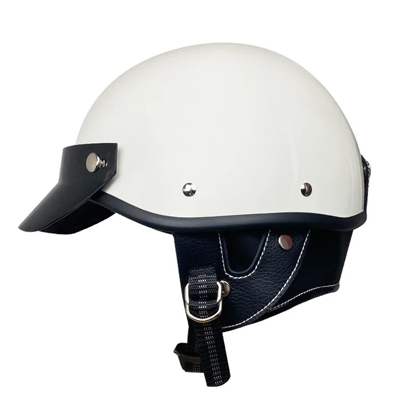Vintage Half Face Motorcycle Helmet, German Style, Chopper Cruiser, Skull Cap