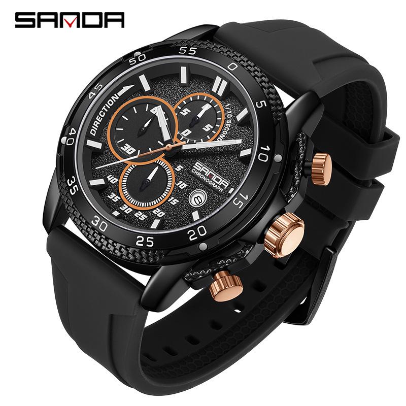 SANDA Men s Waterproof Multi-Function Quartz Watch with Calendar