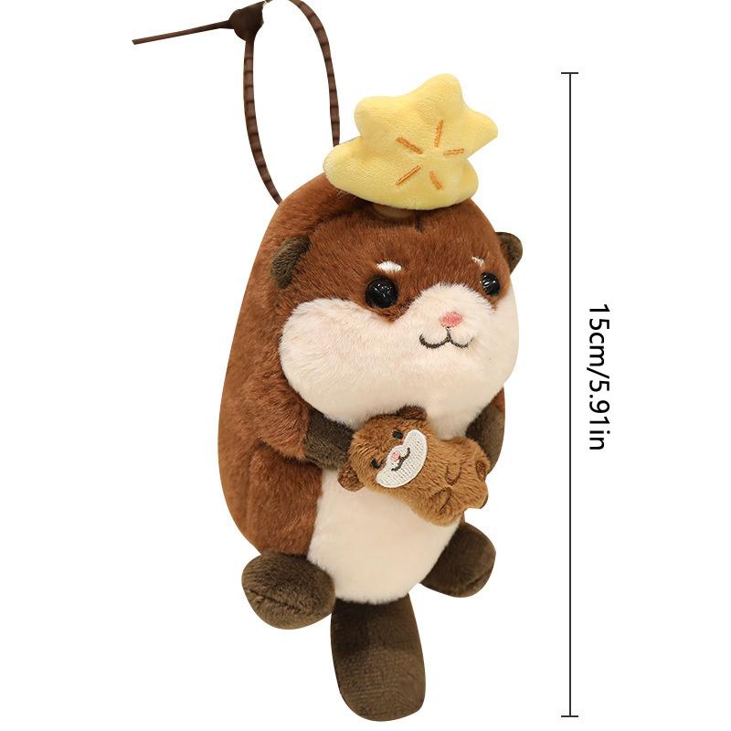 Cute Cartoon Ocean Animal Plush Keychain Kawaii Platypus Shark Otter Stuffed Doll Keyring Bag Pendant Hanging Decoration Gifts