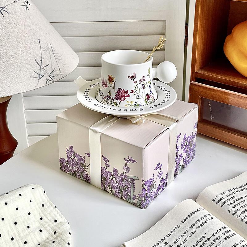 Heyuxi Floral Bloom Ceramic Mug and Saucer Set