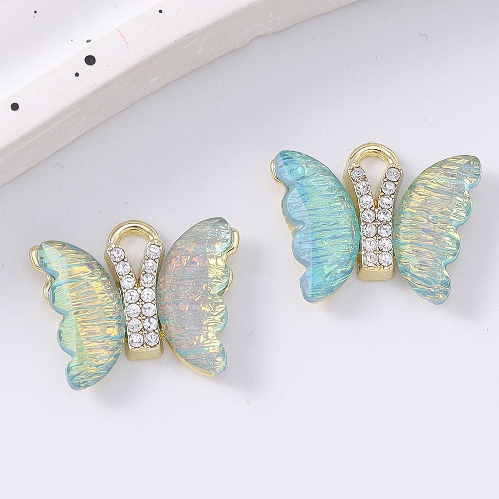 5pcs Shinning Gemstone Butterfly Pendants Charms for Jewelry Making Earrings Bracelet DIY Necklace Accessories Supplies