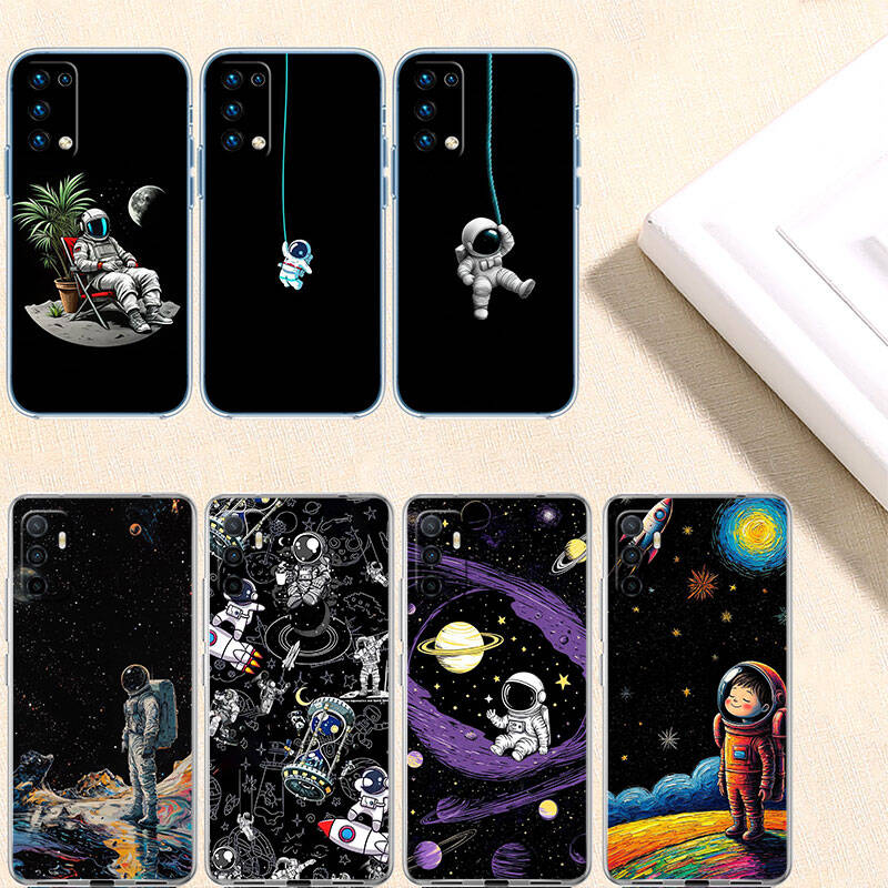 MH15 Astronaut Ruimte Maan Hoesje voor Motorola E7 G6 G7 G8 G9 Plus Power Play G10 G20 G04 E30 E40 E22 E20 E13 E15 G22 G23 G05 G75 G35 G55