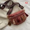 Weave Crossbody Bags Female Tassel Waist Bag Retro Leather Shoulder Packs