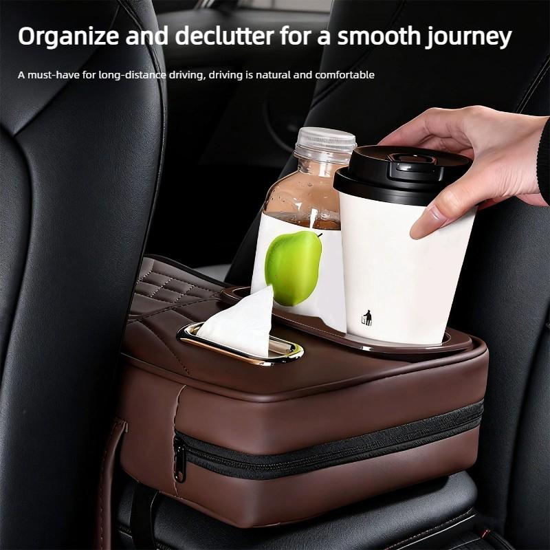 Universal Car Armrest Box Booster Pad Center Console Cover Arm Rest Cushion With Tissue Cup Holder Storage Box For Car Suv Truck