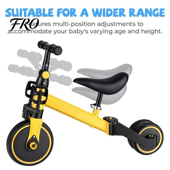 Kids Trike Balance Bike, Toddler Tricycle with Push Handle for 1-3 Year Old, 2 In 1 Kid Bike Birthday Gift and Toy Boys Girls, Adjustable Handlebars