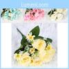 Realistischer Rosen Pfingstrosen Kunstblumenstrauß für Haus Hochzeit Hotel Dekoration Seidenmaterial