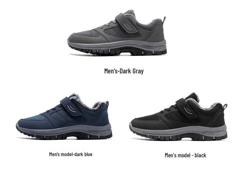 Men's Winter Magic Tape Lace-Free Cotton Boots - Velvet-Lined, Thickened & Warm Walking Snow Boots for Middle-Aged and Elderly