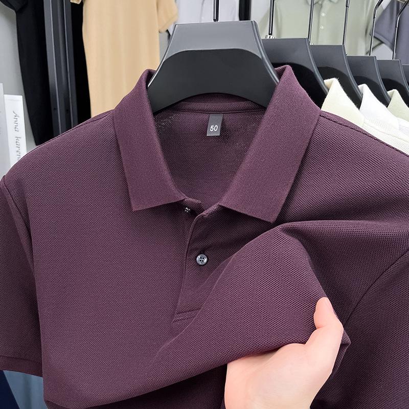 Men's Summer 2025 Pure Cotton Short Sleeve Lapel T-shirt