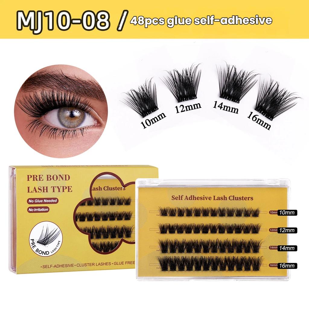 False Eyelashes - Glue-Free DIY Segmented Lashes, Formaldehyde-Free, Voluminous & European Curl, Self-Adhesive Makeup
