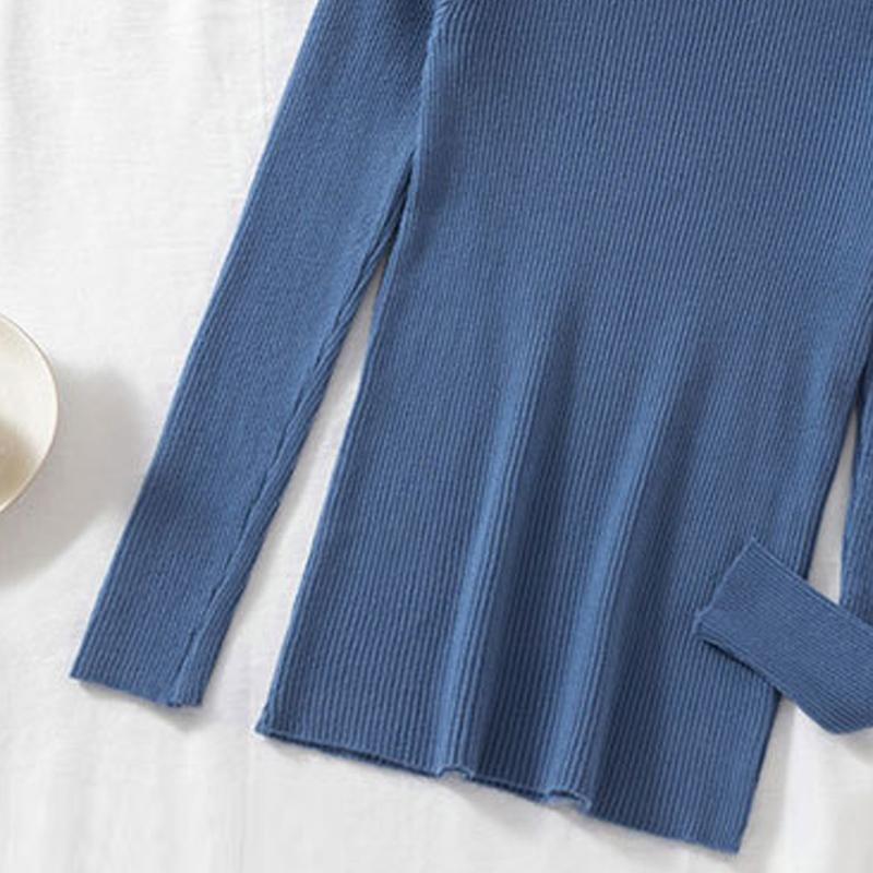 

Модный пуловер с полувысоким воротником, вязаный женский свитер, повседневный облегающий с длинными рукавами, офисная базовая рубашка, осенне-зимний однотонный тонкий новый топ One size