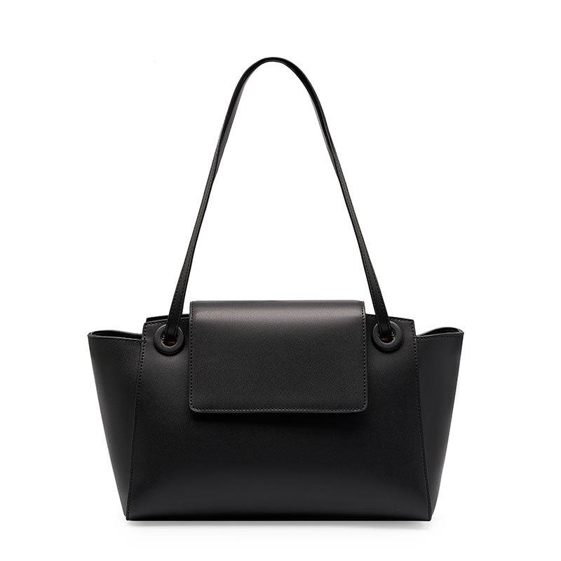 

Весенне-летняя новая сумка-тоут женская кожаная простая для работы большая вместимость сумка-крыло сумка через плечо чёрный