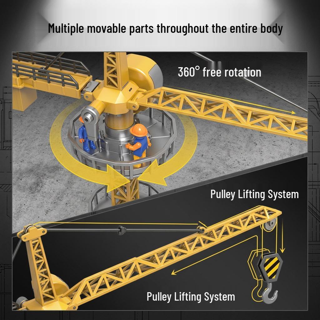 Large Alloy Tower Crane Children's Simulation Excavator Model