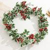 Christmas Red Berry Rattan Wall Hanging Decoration – Festive Ornament for Holiday Atmosphere