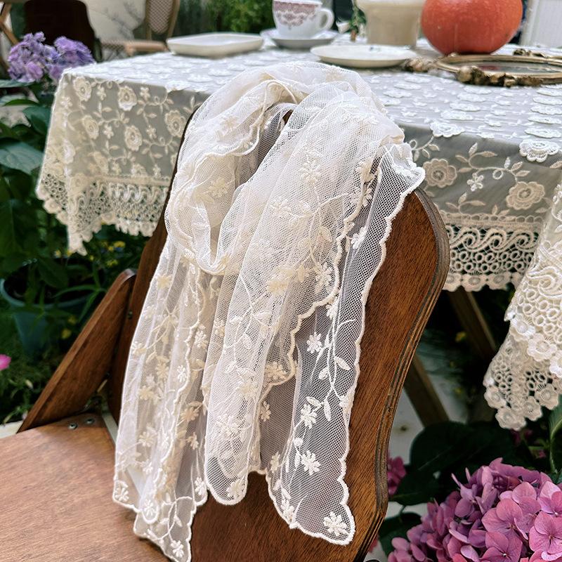Cotton Embroidered Lace Silk Scarf Long Bag Head Mesh Yarn Long Morning Women's Style Photo Fashion Trends