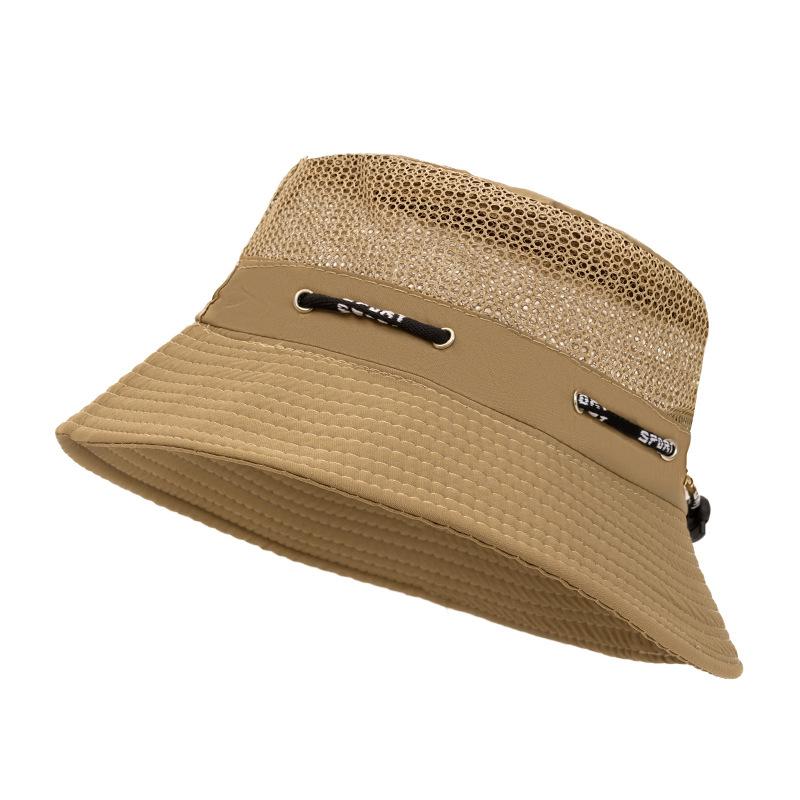 1pc Summer Breathable Mesh Small Basin Hat Solid Color Men's Fishing Outdoor Hiking Fisherman Hat Couple Big Brim Sun Bucket Hat