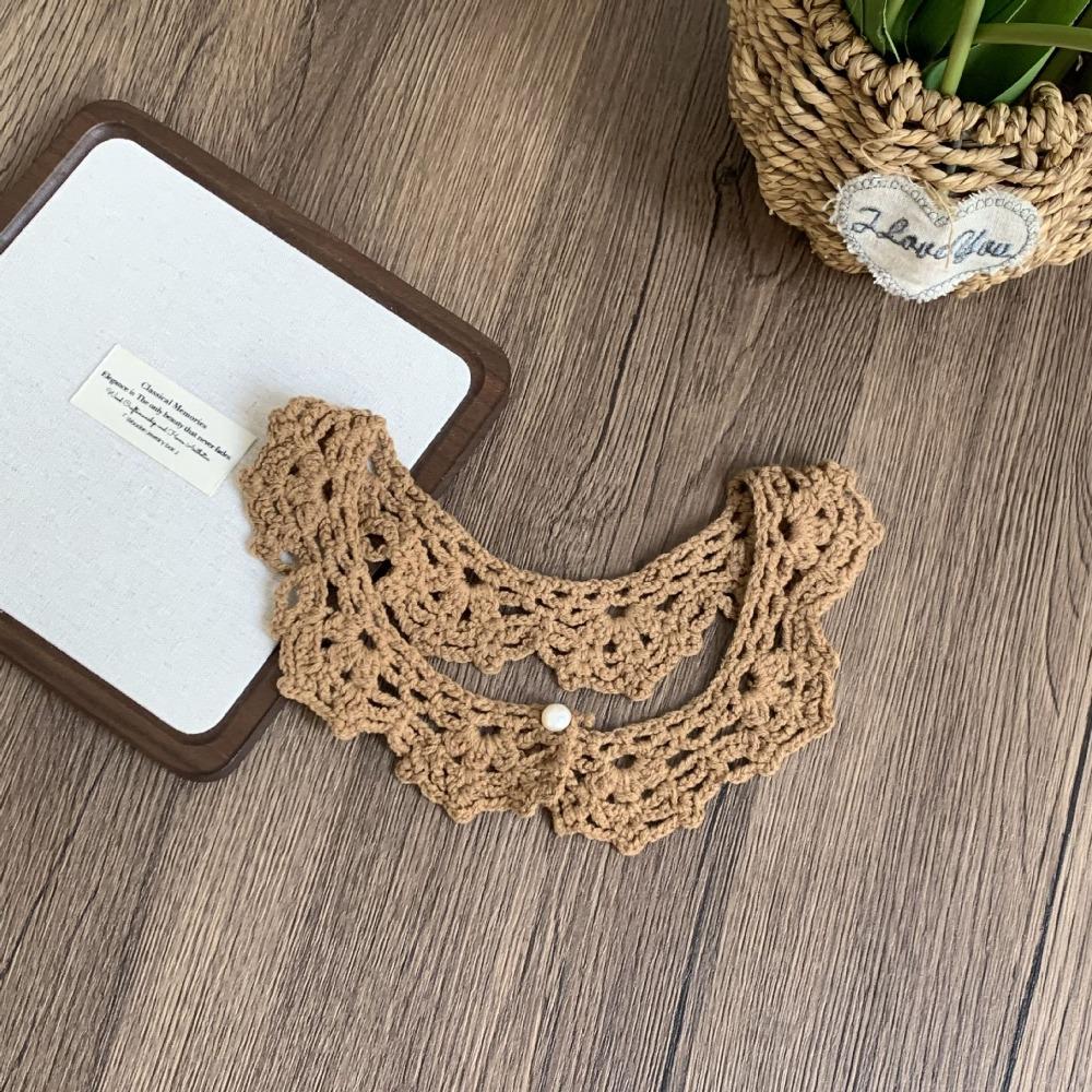 Round Neck Hollow Out Crochet Shawl Sweet Blouse Shoulders Fake Collar Knitted Scarves  Spring