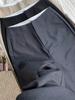 In-Stock Gray Cotton Slim Fit Straight-Leg Women's Commuting Pants with Draped Design