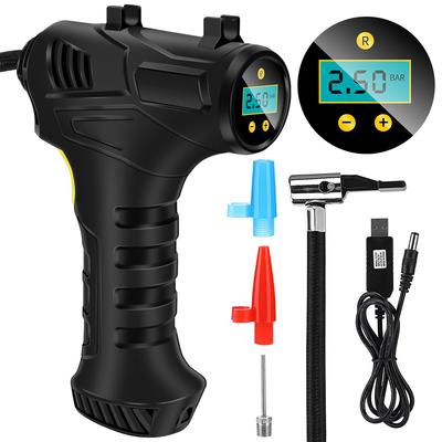 Cordless Tyre Inflator 12V 120W USB Rechargeable Air Compressor Handheld Electric Digital Tire Pump for Car Motorcycle Bicycle