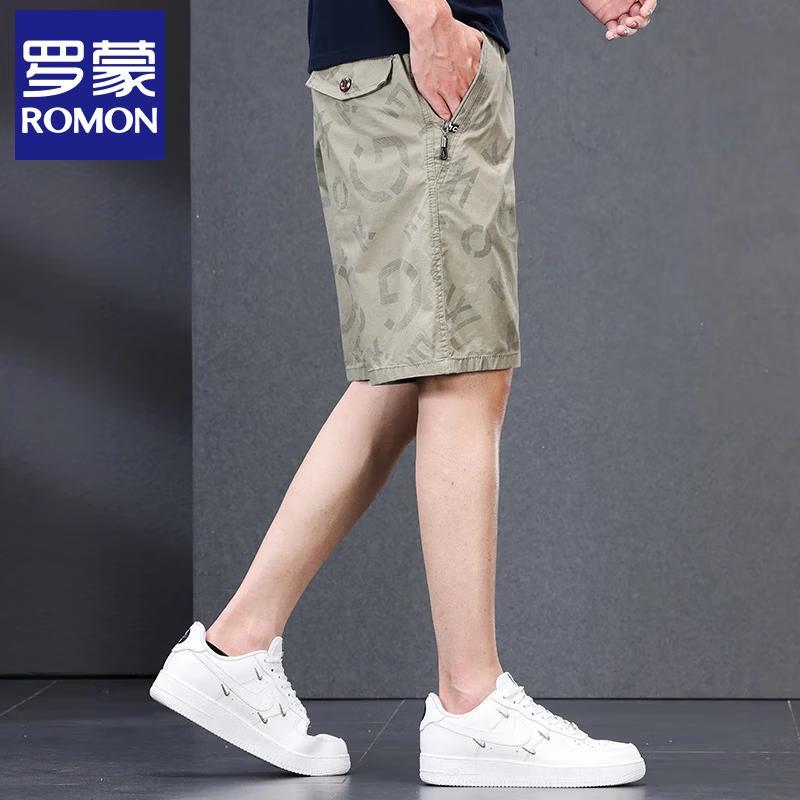 Luomeng Men's Cotton Loose Fit Casual Shorts