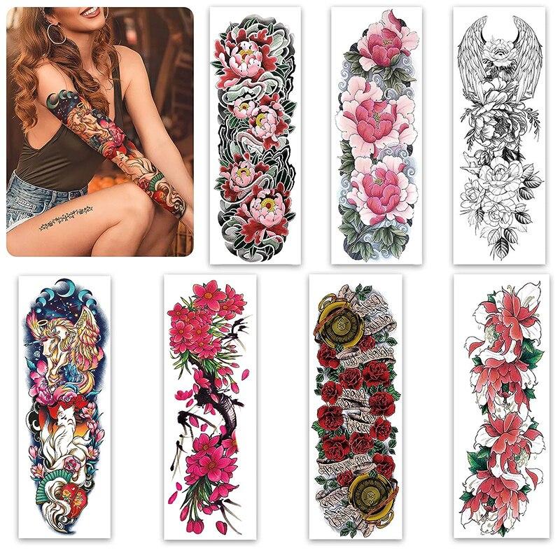

3шт татуировки наклейки на всю руку новые татуировки наклейки водонепроницаемые цветы рука мужчины и женщины одноразовые татуировки наклейки для тела макияж