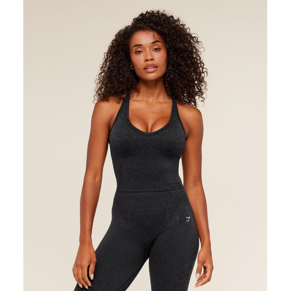 Gymshark Adapt Animal X Whitney Tank Top With Shelf Black Asphalt Grey B5c7o Bdqr