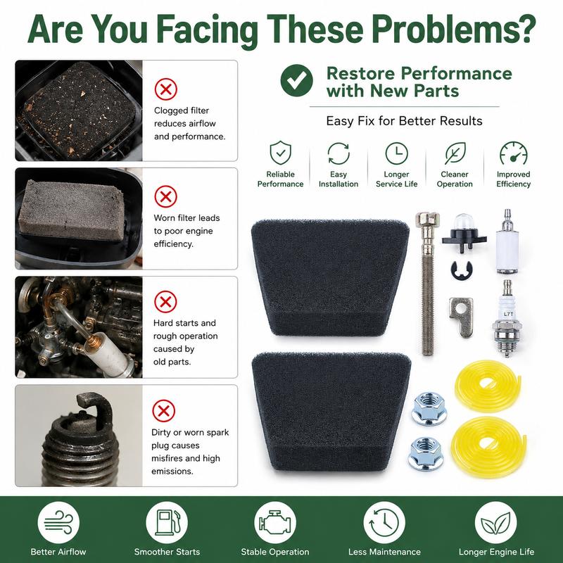 530071835 Primer Bulb 530047213 Air Filter Tune Up Kit for Poulan 2450 2550 BH2160 Woodshark Wild Thing 36cc 42cc Chaaw Parts