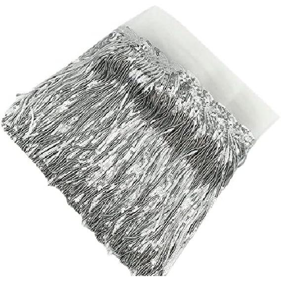 10 Yards Sparkly Sequined Tassel Ribbon Sequins Fringe Trim Spangle Paillette Lace Fabric for Sewing Curtain Pillow Home Decor Party Dress Stage