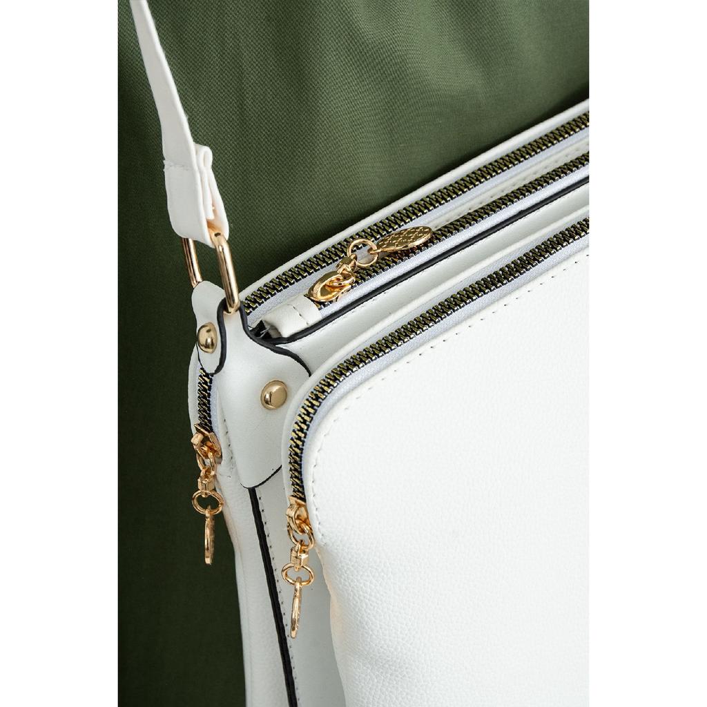 Schwarze Damen-Schultertasche aus weichem Leder mit 4 Fächern, langem Kreuzriemen, mittlerer Größe, nützliche Umhängetasche