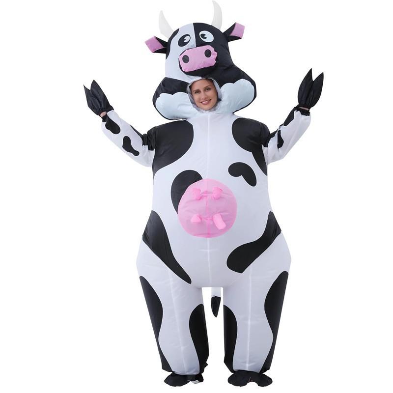 

Halloween Party Cosplay Fun Funny Cow Inflatable Suit Stage Show Walking Doll Inflatable Props Adult