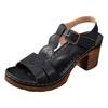 Womens Leather Sandals Thick Heel Round Toe Women'S Shoes Fashionable And Casual Hollow Straps Outdoor Wear Sandalias De Mujer