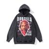 American Trendy Brand Hooded Sweater Retro Skull Print Washed Old Oversize Jumper Top