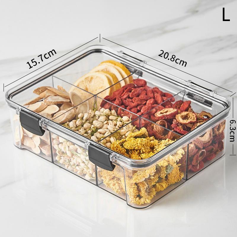 Divided Plastic Food Storage Containers Clear Organizers With Airtight Lids Seal Jar For Snacks, Dried Fruits Home Items