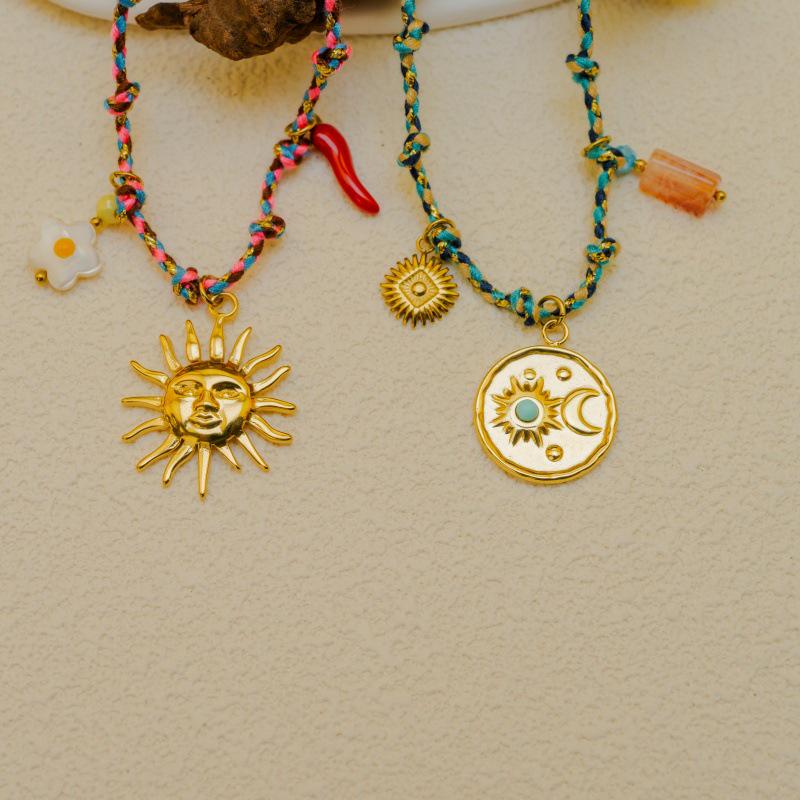 European & American Design Dopamine Color Rope Necklace with Ocean Series Pendant