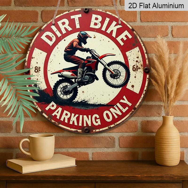 2D Flat 1pc, 8x8 in, Printed Aluminum Metal Signage, Motocross Exclusive Parking Area Theme Decoration, Suitable for Door Decoration, Wall, Home