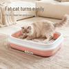 Low-Lid Semi-Enclosed Cat Litter Box with Scoop for Pet Cleaning