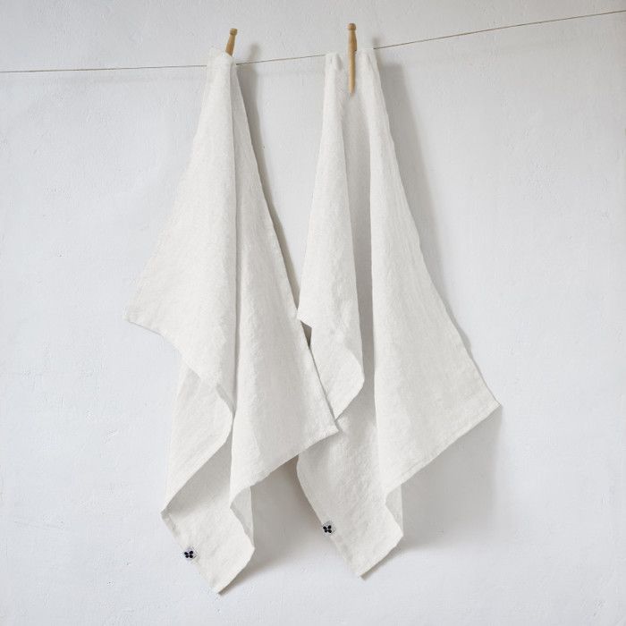 Lot de 2 essuie-mains "Soline" 50 x 70 cm Lin lavé - Soline Craie