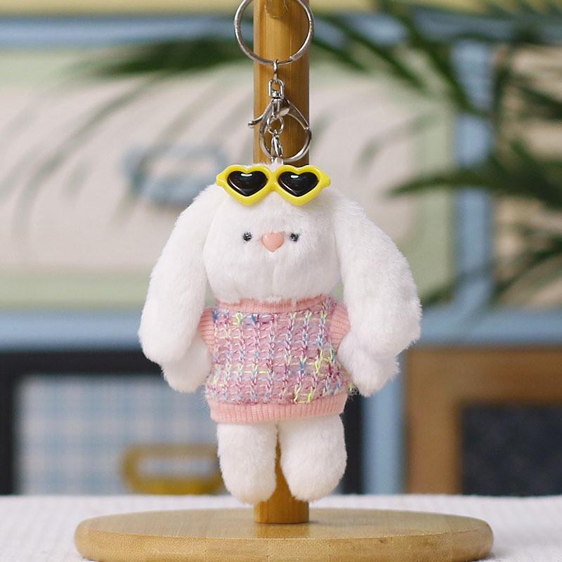 Cute Mini Bunny Plush Keychain With Sunglasses For Bag Decor And Gift