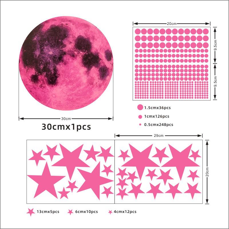 893-Piece Luminous Moon, Unicorn, Stars & Dots Fluorescent Wall Stickers for Children's Bedroom
