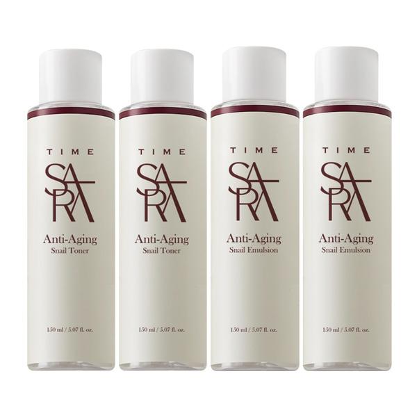 TIME SARA Anti-Aging Snail Toner (150ml x 2) + Emulsion (150ml x 2)