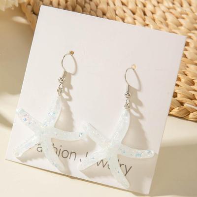Fashionable and Cute Imitation Starfish Pendant Women's Jewelry Earrings Blue Starfish Pendant Earrings
