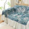 Sofa Towel Skirt Cream Breeze Anti Cat Scratch Sofa Cover Blue Floral Jacquard Thickened Sofa Cushion