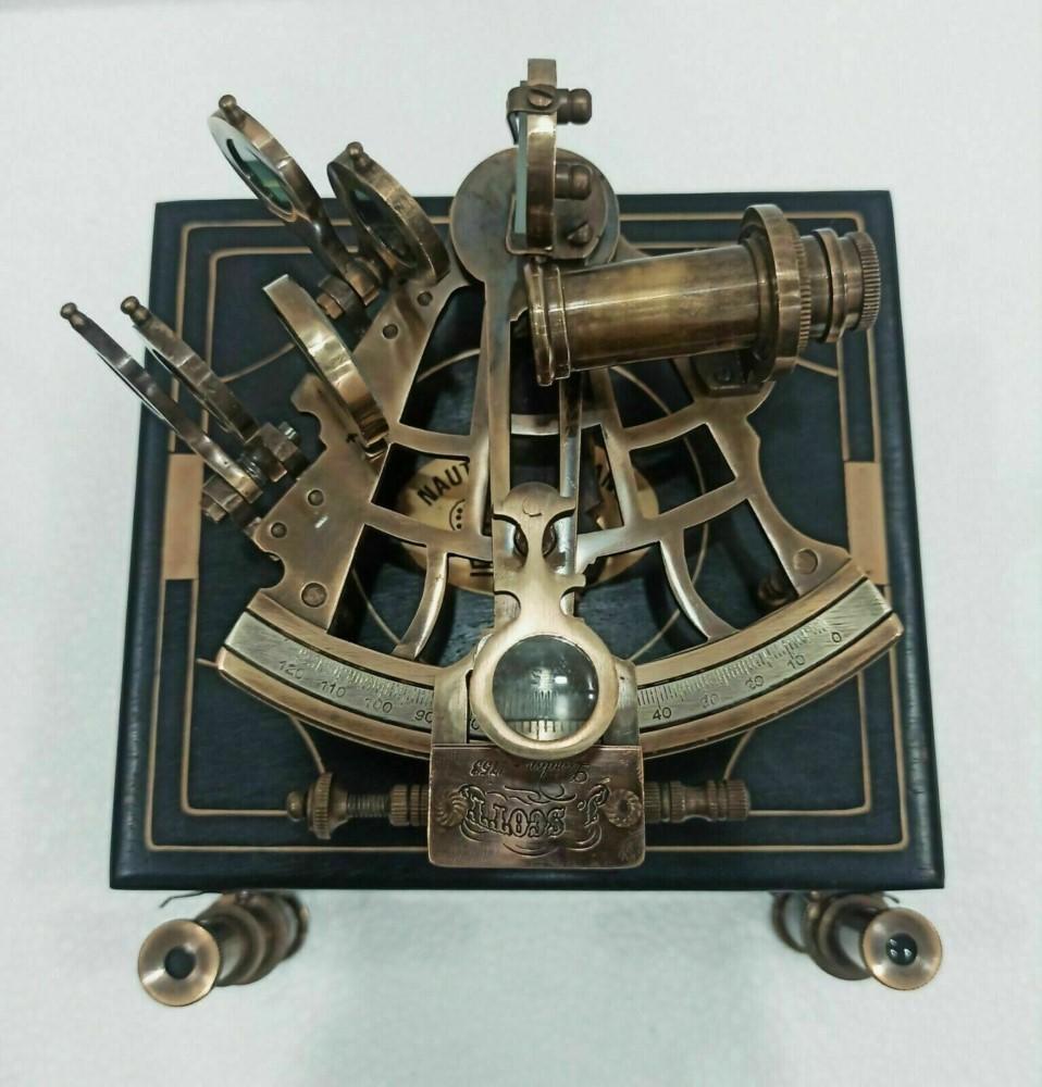 SÄLLSYNT NY Mässing Sextant Nautisk Mässing Sextant Fungerande Marin Vintage/Låda