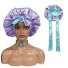 High Quality Personalized LOGO Hair Bonnets with Satin Head Wraps Custom Silk Sleep Tie Bonnet