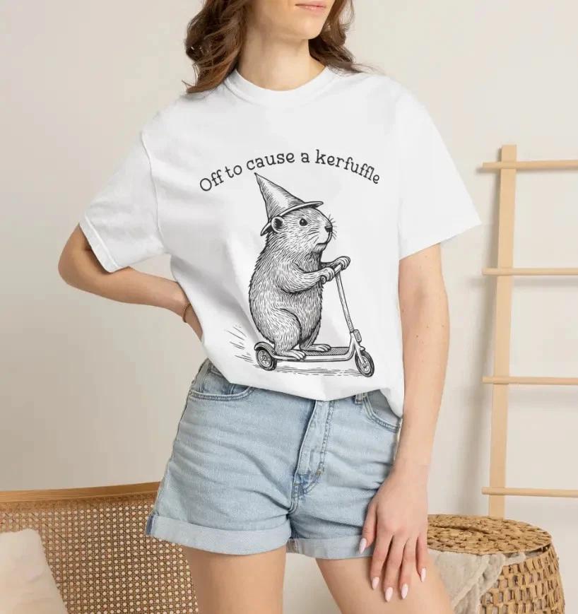 Off To Cause A Kerfuffle Comfort Colors Shirt Funny Groundhog Scooter T- Shirt Sil