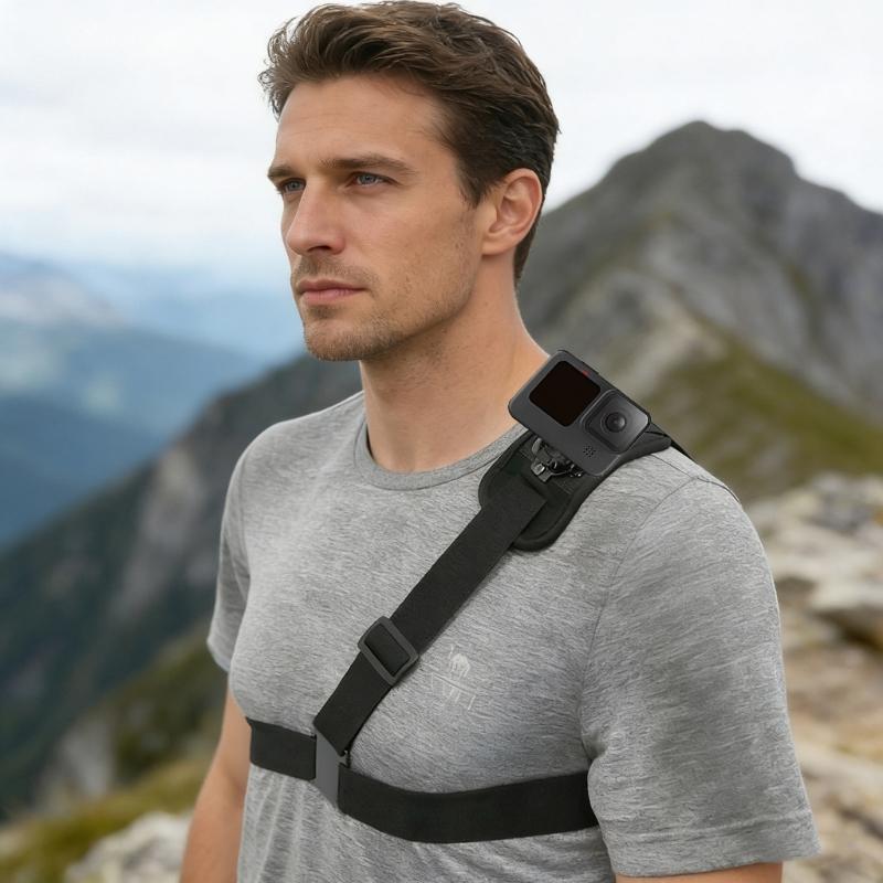 Universal Chest Mount Shoulder Strap Adapter Offering 360 Degree Rotation For Various Sports Camera Models
