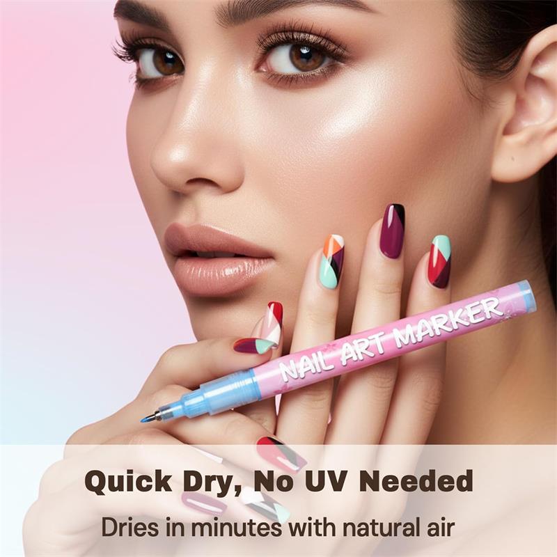 12 Colors Nail Art Pens Set, Quick Dry 3D Nail Polish Pens for DIY Nail Art, Nail Markers for Dotting & Liner Designs, Ideal Christmas Gift