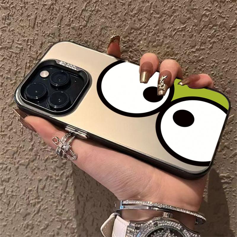 Colorful Flowers Big Eyes Phone Case For iPhone 11 12 13 14 15 Pro Max Plus Mini XR XS X 7 8 Plus SE2 Shockproof Plating Cover